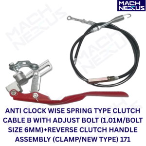 ANTI CLOCK WISE SPRING TYPE CLUTCH CABLE B WITH ADJUST BOLT (1.01M/BOLT SIZE 6MM)+REVERSE CLUTCH HANDLE ASSEMBLY (CLAMP/NEW TYPE) 171